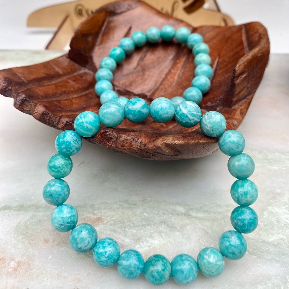 Peruvian Amazonite Stone of Hope & Calmness Feldspar Gemstone Bracelet 10mm